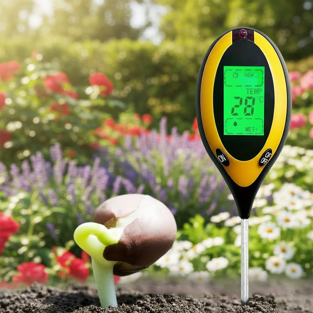 4-in-1 Soil Moisture Meter Tests pH, Light & Temp | Analog Display | Plant Care Tool for Indoor & Outdoor Gardens