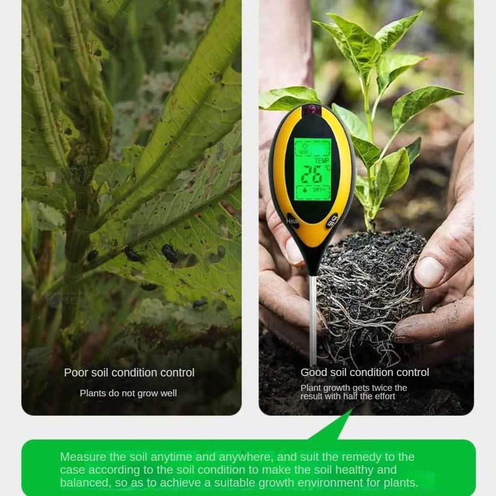 4-in-1 Soil Moisture Meter Tests pH, Light & Temp | Analog Display | Plant Care Tool for Indoor & Outdoor Gardens