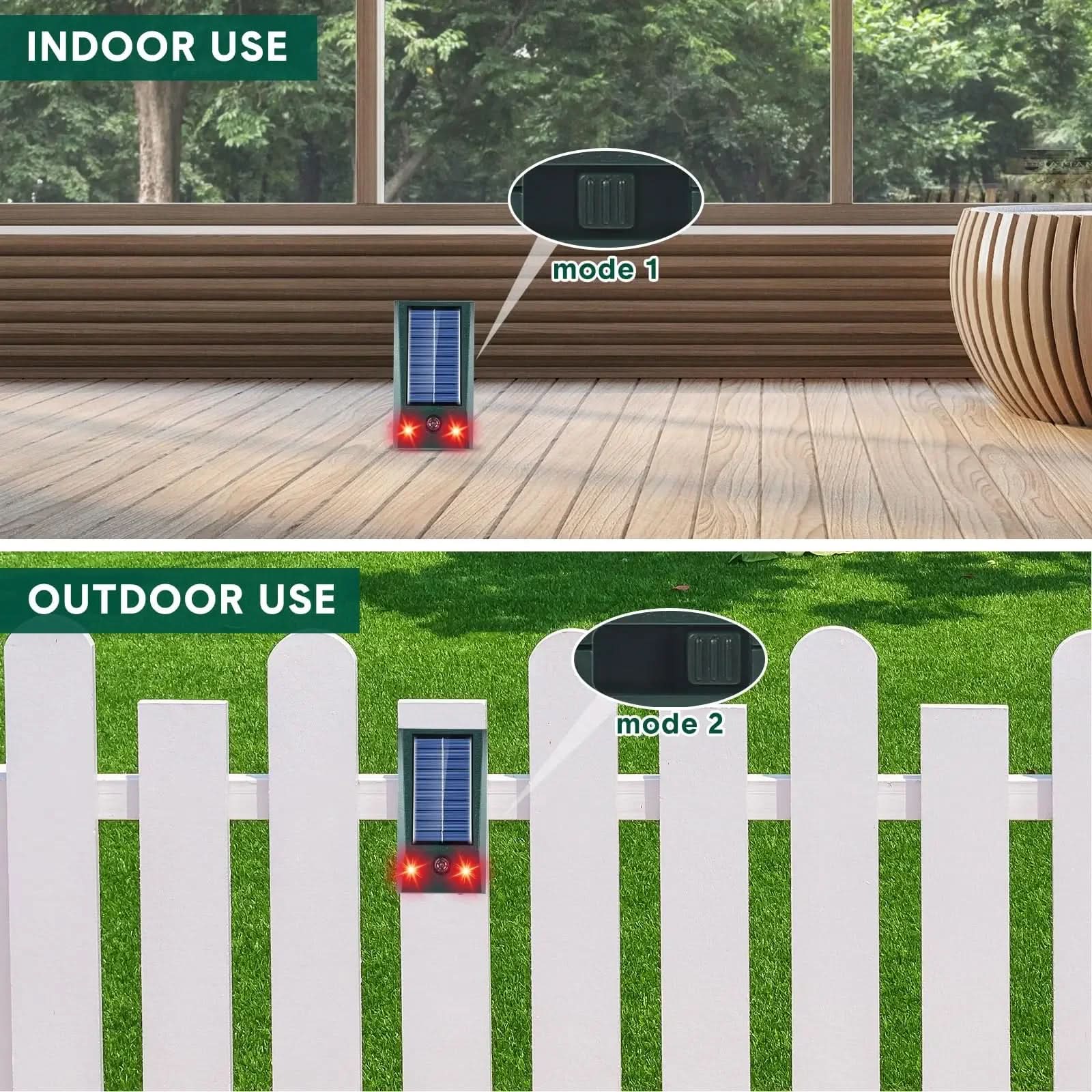 Solar Motion-Sensor Bird Repellent | Ultrasonic Deterrent, 26 Ft Detection Range | Weatherproof Garden & Patio Use