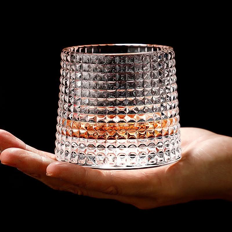 Rotating Crystal Whiskey Glass Set 160-200 ml | 3 Styles & Multi-Piece Options | Swirl-Enhancing Aeration for Bourbon & Scotch
