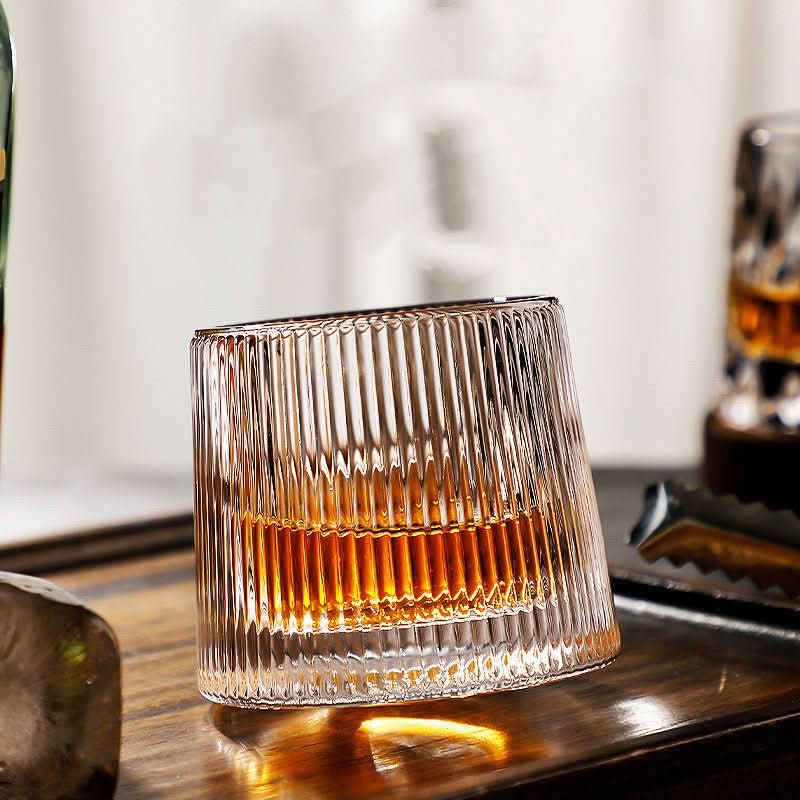 Rotating Crystal Whiskey Glass Set 160-200 ml | 3 Styles & Multi-Piece Options | Swirl-Enhancing Aeration for Bourbon & Scotch