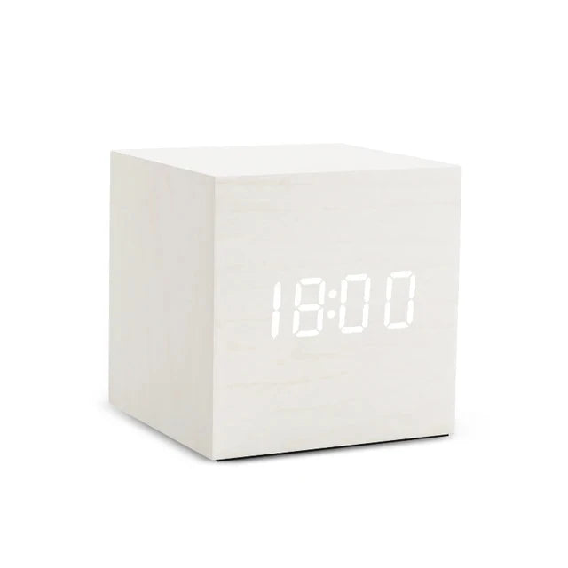Wooden Digital Alarm Clock with LED Display | Shows Room Temperature and Wakes on a Clap | USB or AAA Power