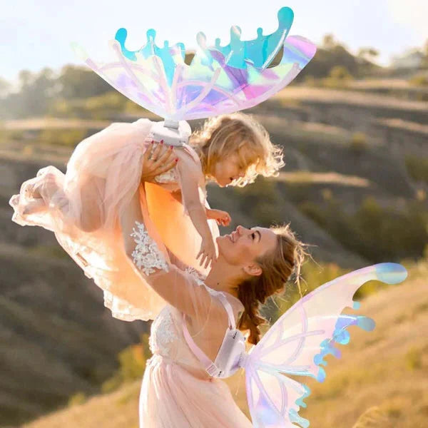 Flapping LED fairy wings shown fully extended