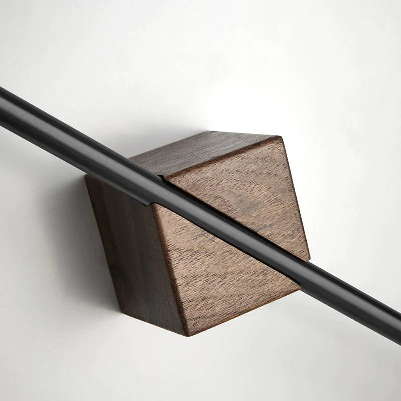 Wall Mounted Rail on a Natural Wood Grain Block | Minimalist Bathroom Towel Storage in Black or Gold | Three Lengths