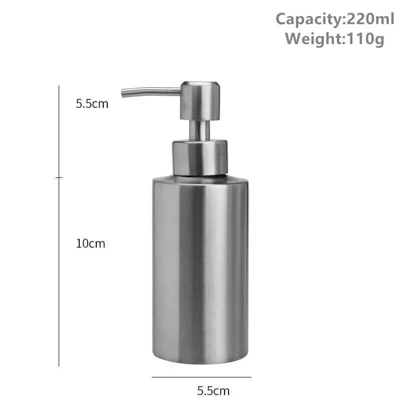Stainless Steel Soap Dispenser with Hand Pump | Refillable Bottle for the Bathroom Sink or Kitchen Counter | 250 to 550 ml
