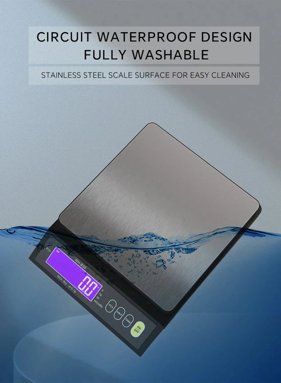 Digital Kitchen Scale with Backlit LCD and Counting Mode | Rechargeable Food Weighing up to 5 or 10 kg | Stainless Steel Panel