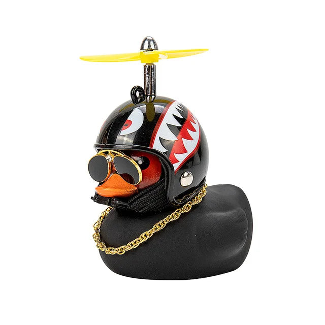 Duck Bike Bell with a Helmet, Propeller and Gold Chain | Doubles as a Handlebar Light That Shines Steady or Blinks | 14 Designs
