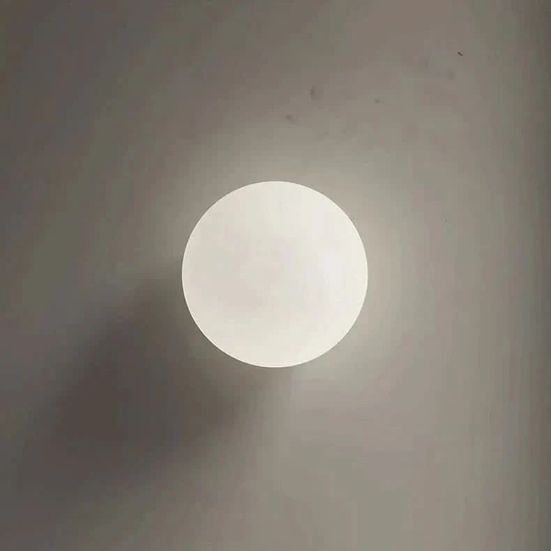 Modern White Milk Glass Circular Wall Light