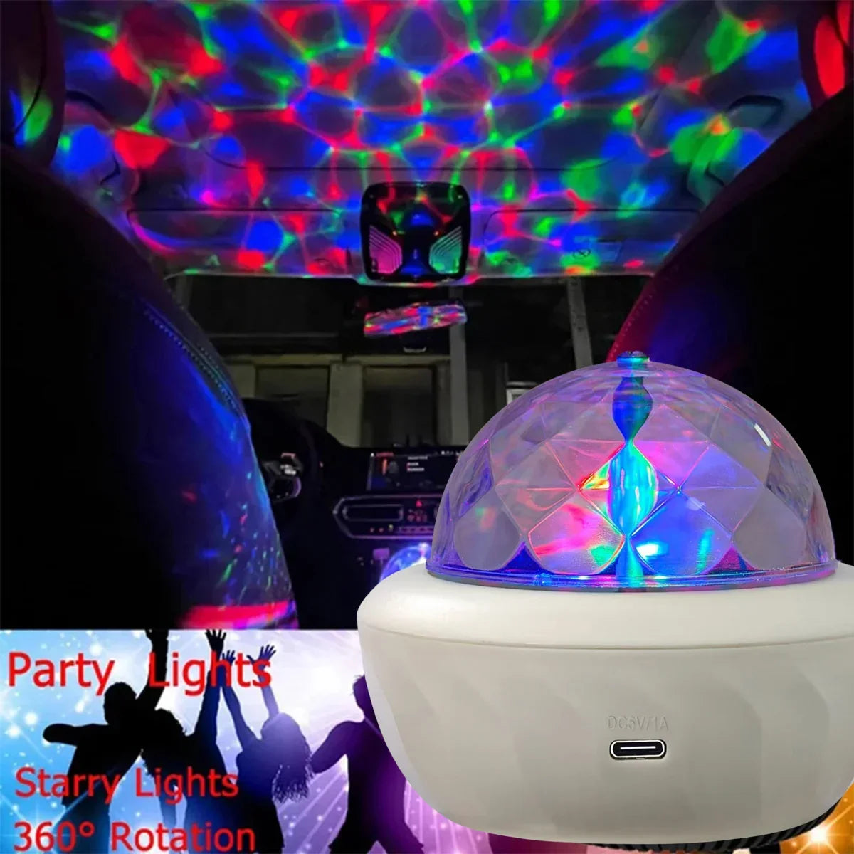 Galaxy star projector lamp in crystal white casting moon and star patterns