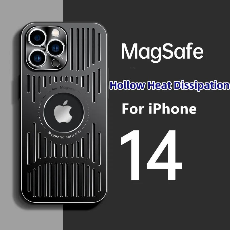 MagSafe Phone Case for iPhone 12 to 15 Pro Max with an Open Grid Back | Aluminum Alloy Plate, Frosted Non Slip Finish | Three Colors