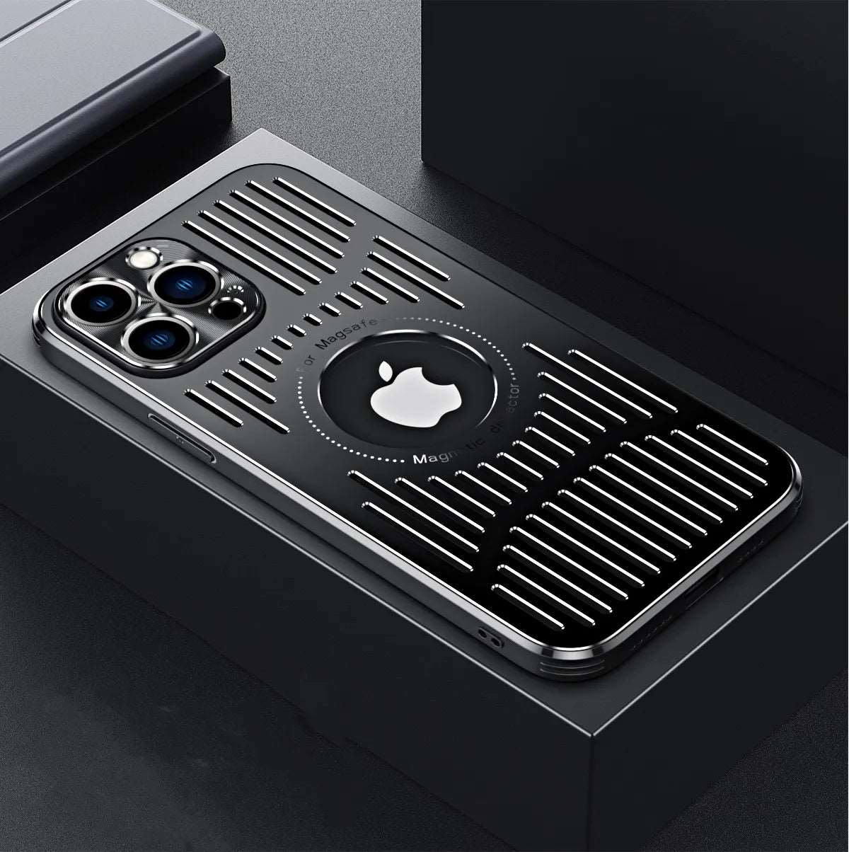 MagSafe Phone Case for iPhone 12 to 15 Pro Max with an Open Grid Back | Aluminum Alloy Plate, Frosted Non Slip Finish | Three Colors