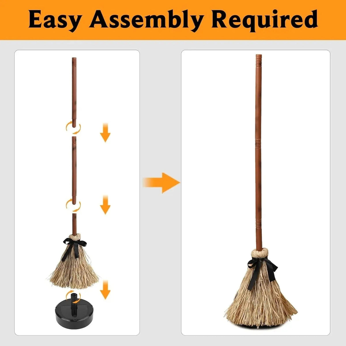 Witch broom prop shown from the handle end