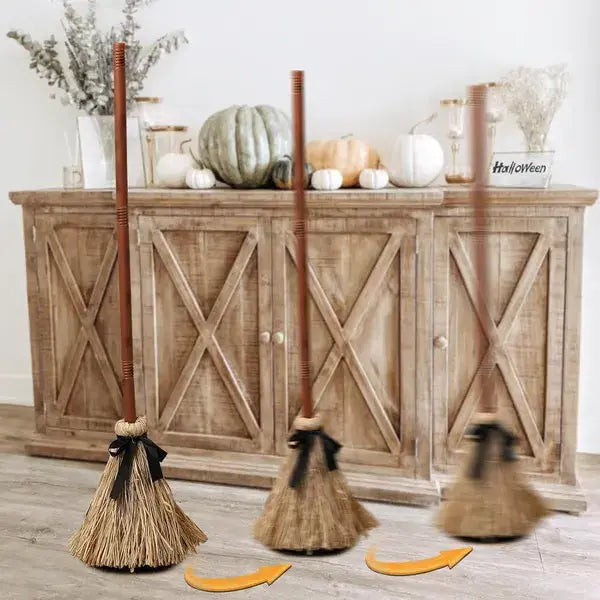 Close view of the bristles on the floating witch broom