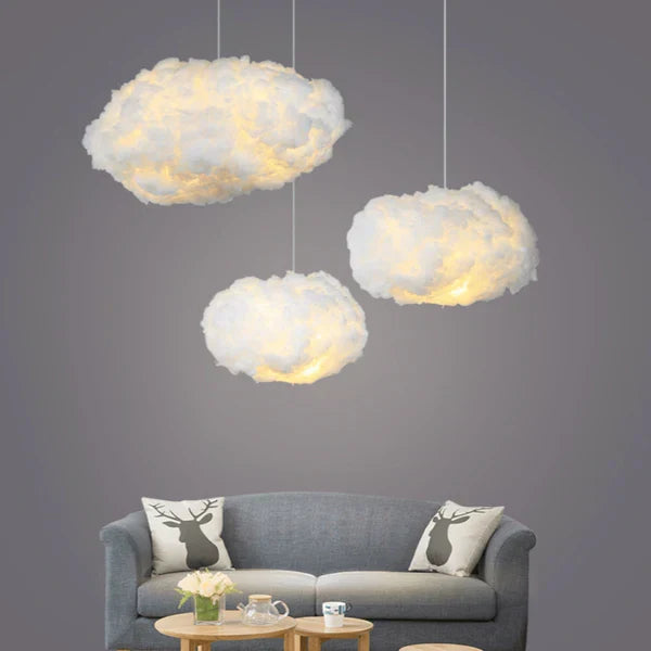 Hanging Cotton Cloud Lamp, 40 cm | Soft Warm Night Light for the Bedroom or a Reading Corner | White