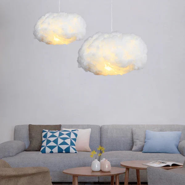 Hanging Cotton Cloud Lamp, 40 cm | Soft Warm Night Light for the Bedroom or a Reading Corner | White