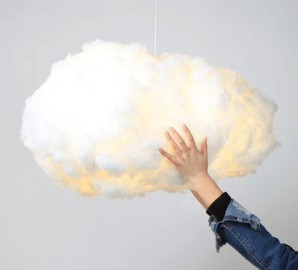 Hanging Cotton Cloud Lamp, 40 cm | Soft Warm Night Light for the Bedroom or a Reading Corner | White