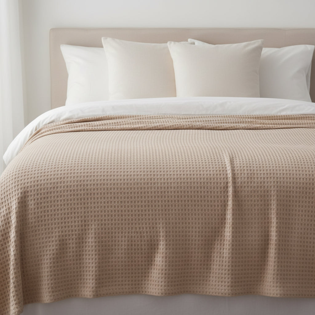 Waffle Weave Throw Blanket 59x79 or 79x91 In | 6 Colors | Lightweight Breathable Year-Round Comfort for Bed & Sofa
