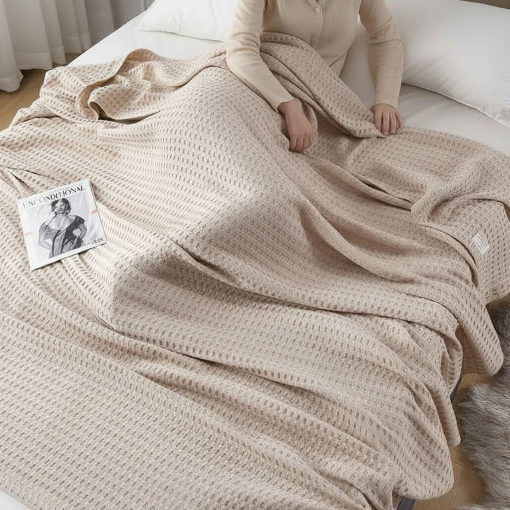 Waffle Weave Throw Blanket 59x79 or 79x91 In | 6 Colors | Lightweight Breathable Year-Round Comfort for Bed & Sofa