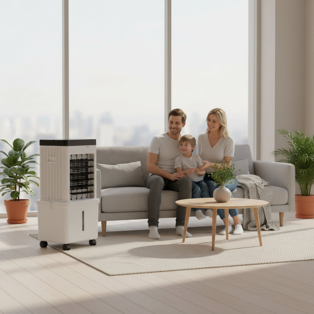 Compact 3-in-1 Air Cooler without Exhaust Hose | Quiet, Ice-Compatible Tank | Cools, Humidifies &amp; Purifies