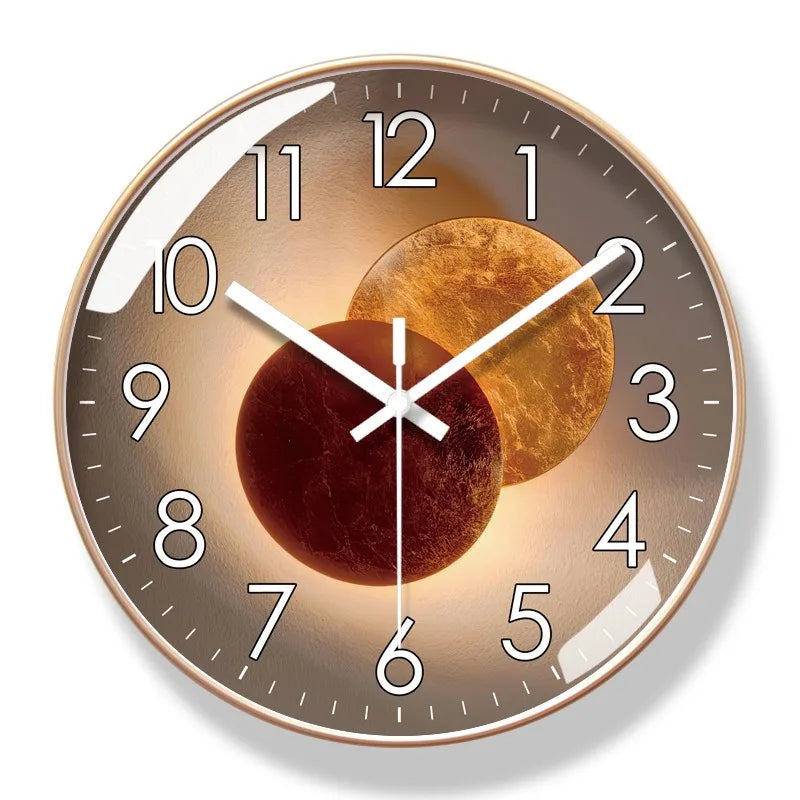 Silent Wall Clock with Quartz Movement for Living Room | Eight Dial Designs in Two Round Sizes | Glass Front