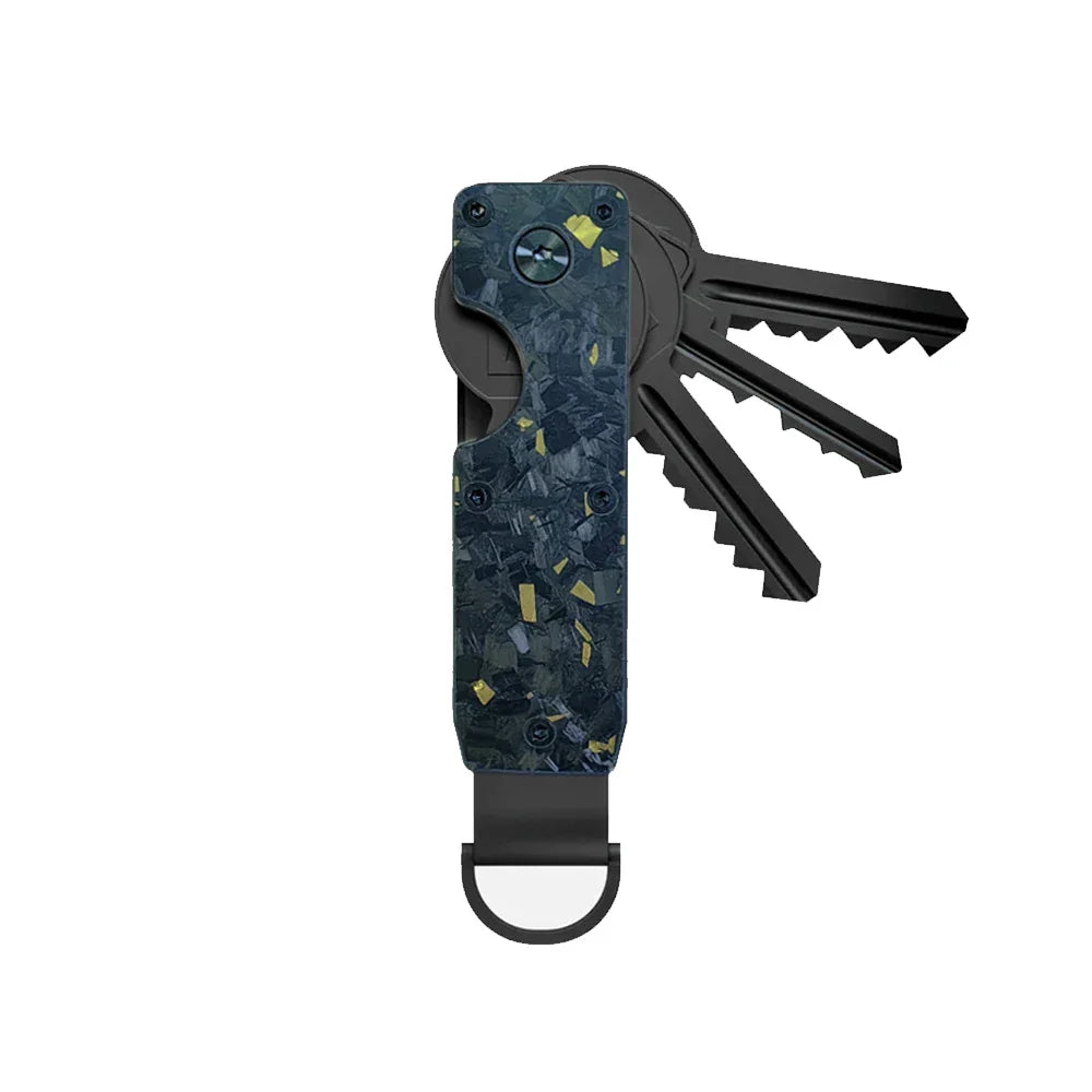 Aluminum Key Organizer for 2 to 6 Keys | Screws Together, Pairs with a Ring or Clip | Carbon Patterns and Plain Finishes