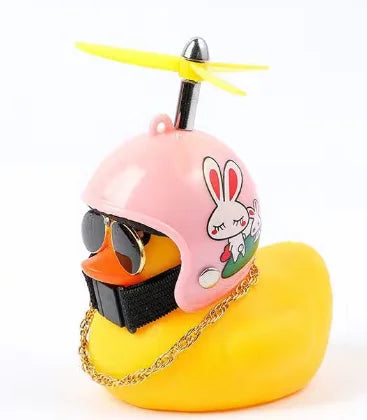 Duck Bike Bell with a Helmet, Propeller and Gold Chain | Doubles as a Handlebar Light That Shines Steady or Blinks | 14 Designs