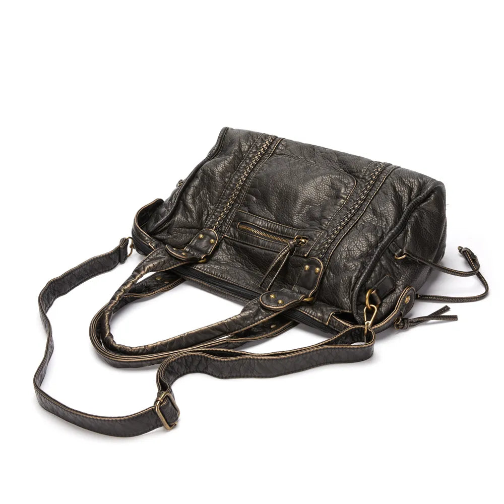 Soft PU Leather Shoulder Handbag with Detachable Strap | Roomy Crossbody Bags for Women, Fits a Laptop or A4 Folder