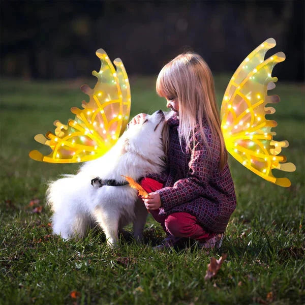 Light-up butterfly wings costume worn with adjustable straps