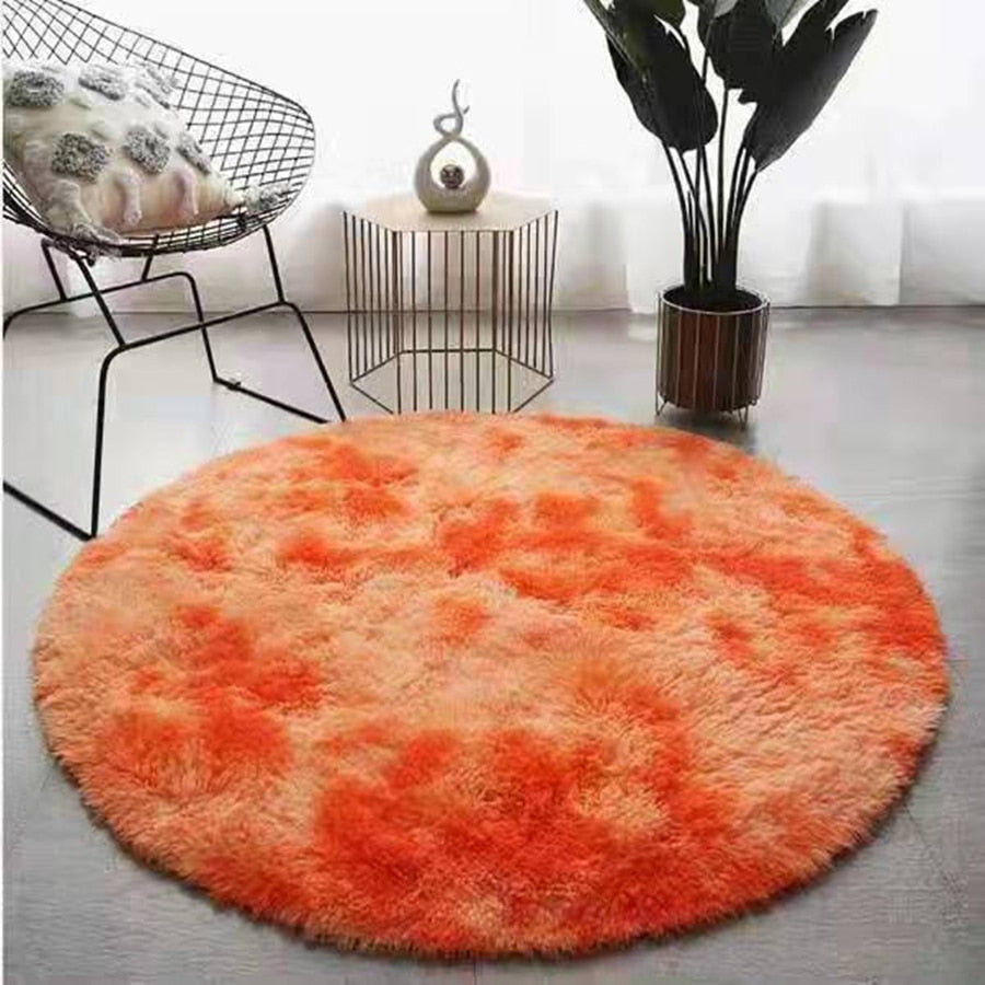 Round Shaggy Area Rug in Soft Polyester | Dotted Non Slip Underside and an Overlocked Edge | Six Diameters, 14 Colors