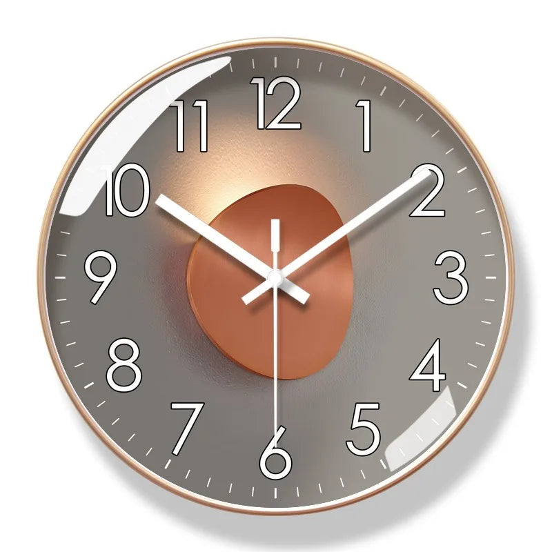 Silent Wall Clock with Quartz Movement for Living Room | Eight Dial Designs in Two Round Sizes | Glass Front