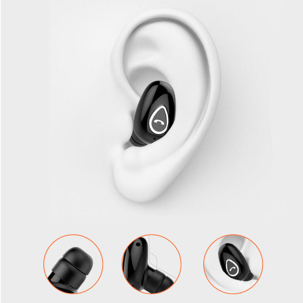 Single Ear Bluetooth Earbuds, Mini and Invisible | Wireless Headset with Condenser Mic | USB Rechargeable 50 mAh