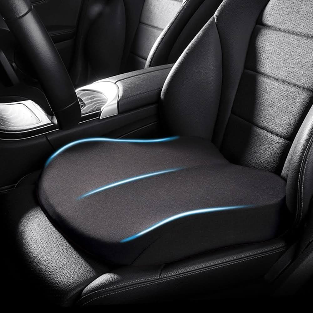 Ergonomic Memory Foam Car Seat Cushion | Black, Brown, Pink, Blue or Gray | Non-Slip Posture Support for Drivers