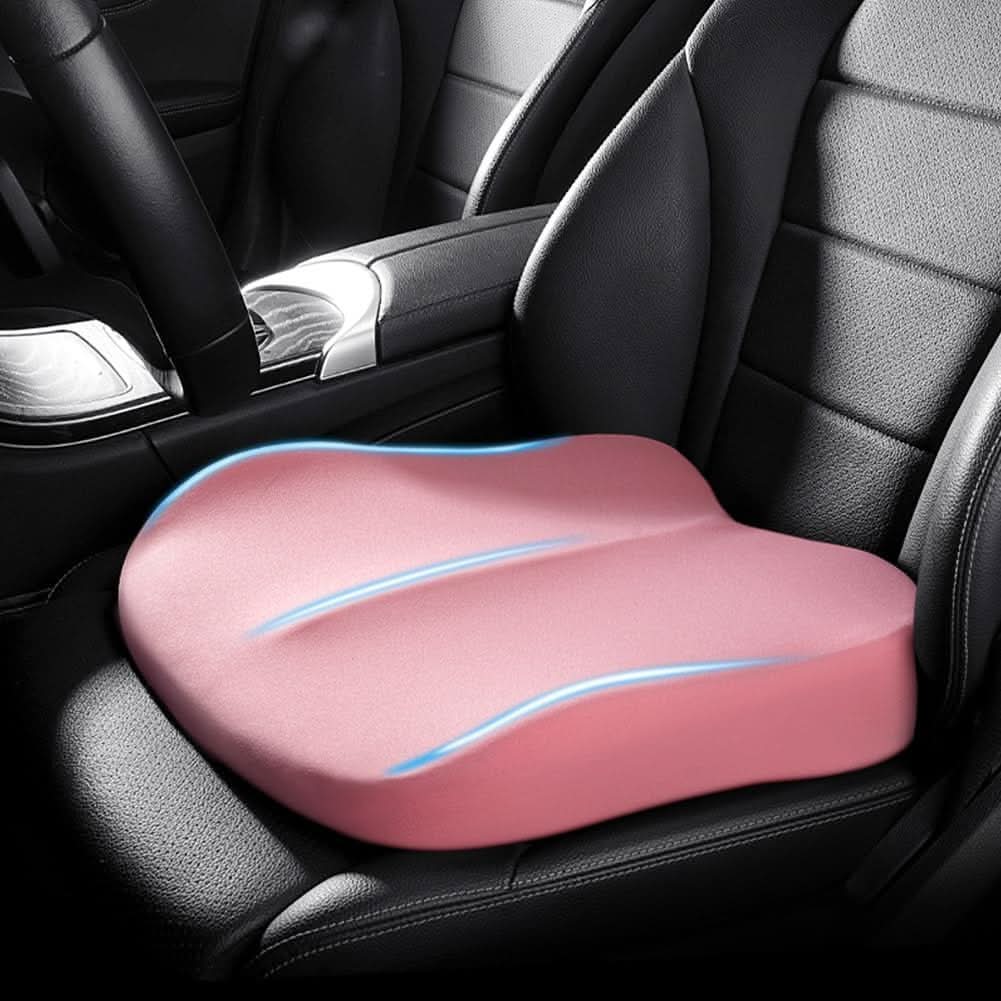 Ergonomic Memory Foam Car Seat Cushion | Black, Brown, Pink, Blue or Gray | Non-Slip Posture Support for Drivers