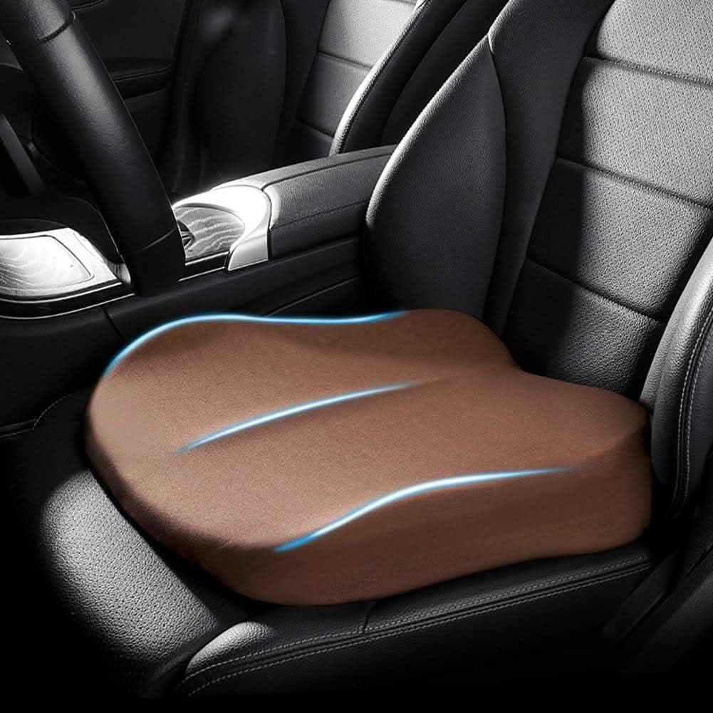 Ergonomic Memory Foam Car Seat Cushion | Black, Brown, Pink, Blue or Gray | Non-Slip Posture Support for Drivers
