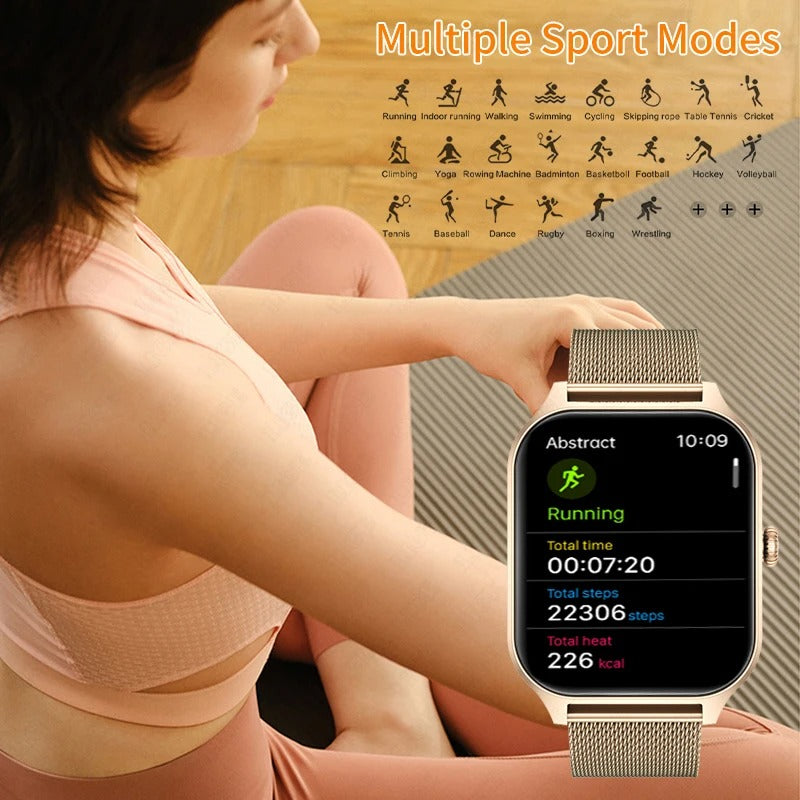 Smart Watch with Fitness Tracker and Touchscreen | Calls and Messages on the Wrist, Mesh Strap | 4 Colors