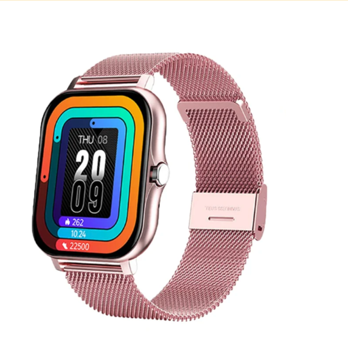 Smart Watch with Fitness Tracker and Touchscreen | Calls and Messages on the Wrist, Mesh Strap | 4 Colors