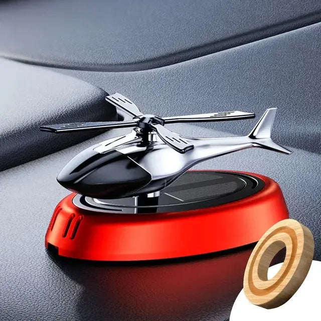 Solar Helicopter Car Air Freshener That Turns in Daylight | Aluminum Alloy Dashboard Decoration, No Charging | Three Colors