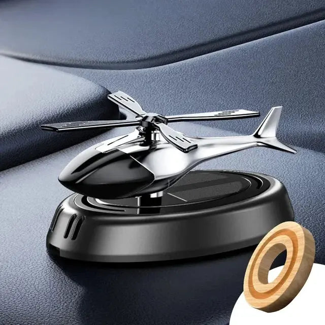 Solar Helicopter Car Air Freshener That Turns in Daylight | Aluminum Alloy Dashboard Decoration, No Charging | Three Colors