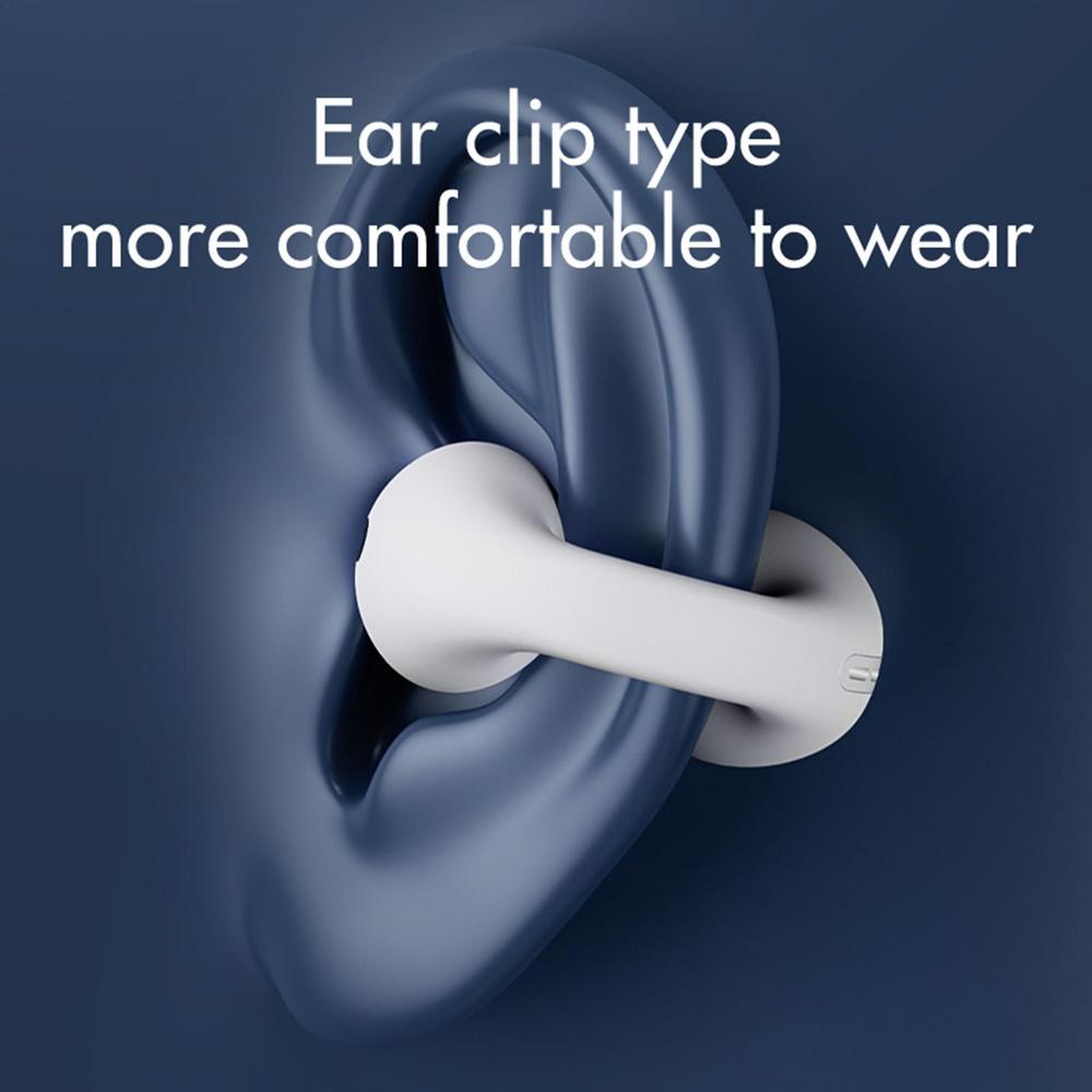 Open Ear Clip On Wireless Earbuds | Bluetooth 5.3 with Touch Control and Charging Case | Black or White