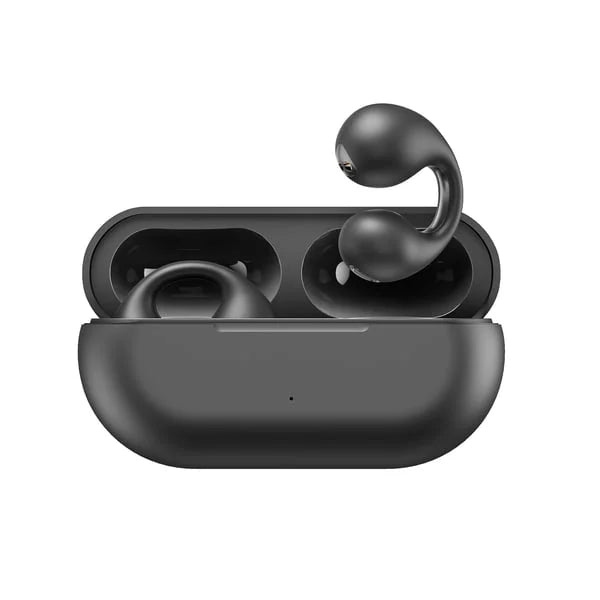 Open Ear Clip On Wireless Earbuds | Bluetooth 5.3 with Touch Control and Charging Case | Black or White