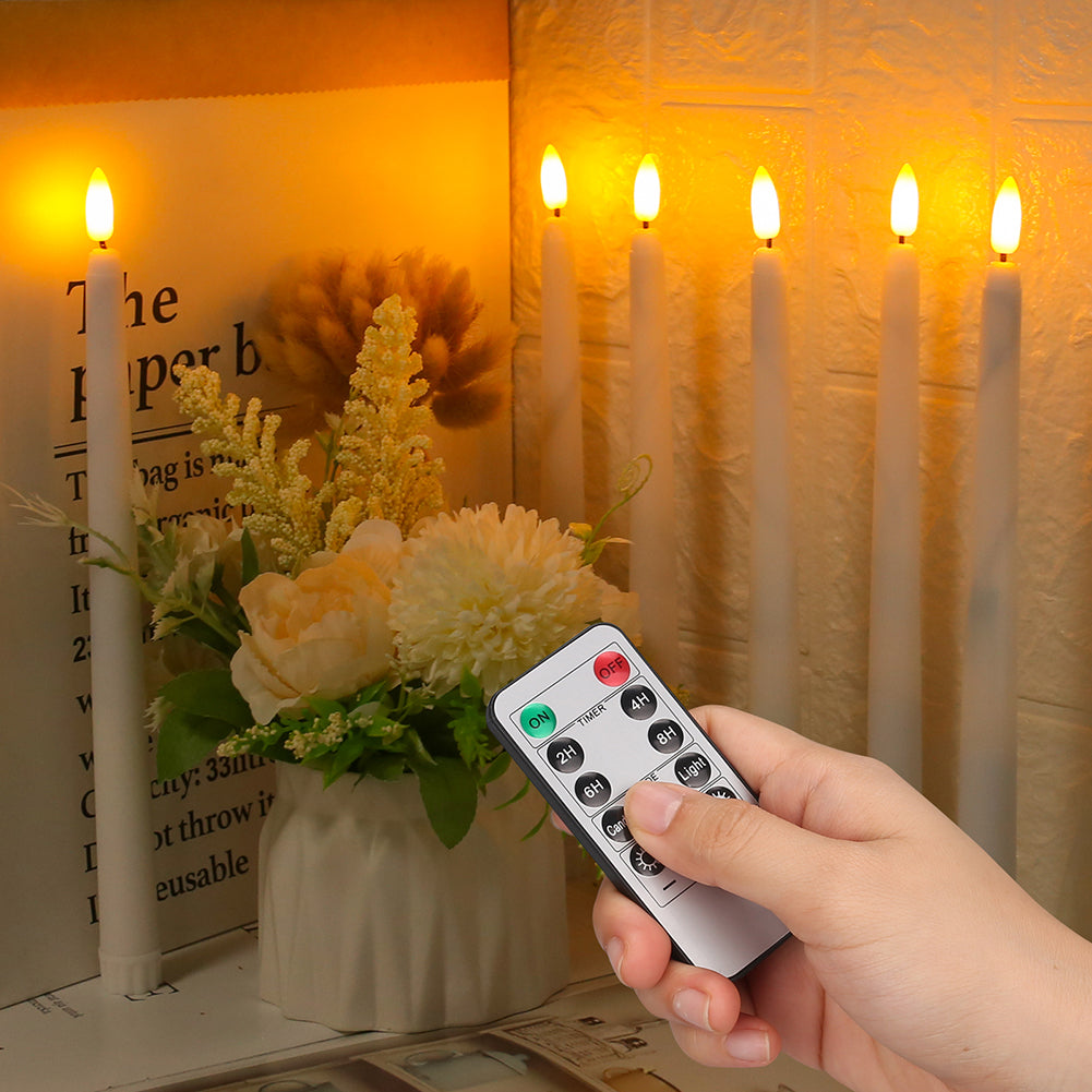 Cordless LED Candle Sticks with Dimmer Remote | Flameless Tapers with Warm Light and Timer | Set of 6 or 10