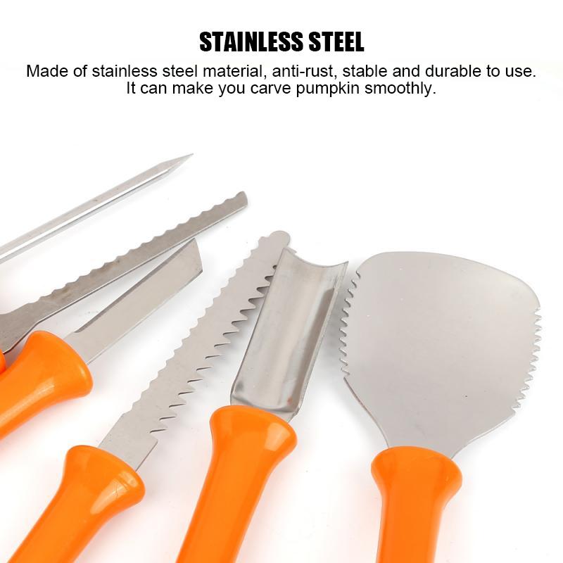 Full Halloween pumpkin carving kit shown with all tools