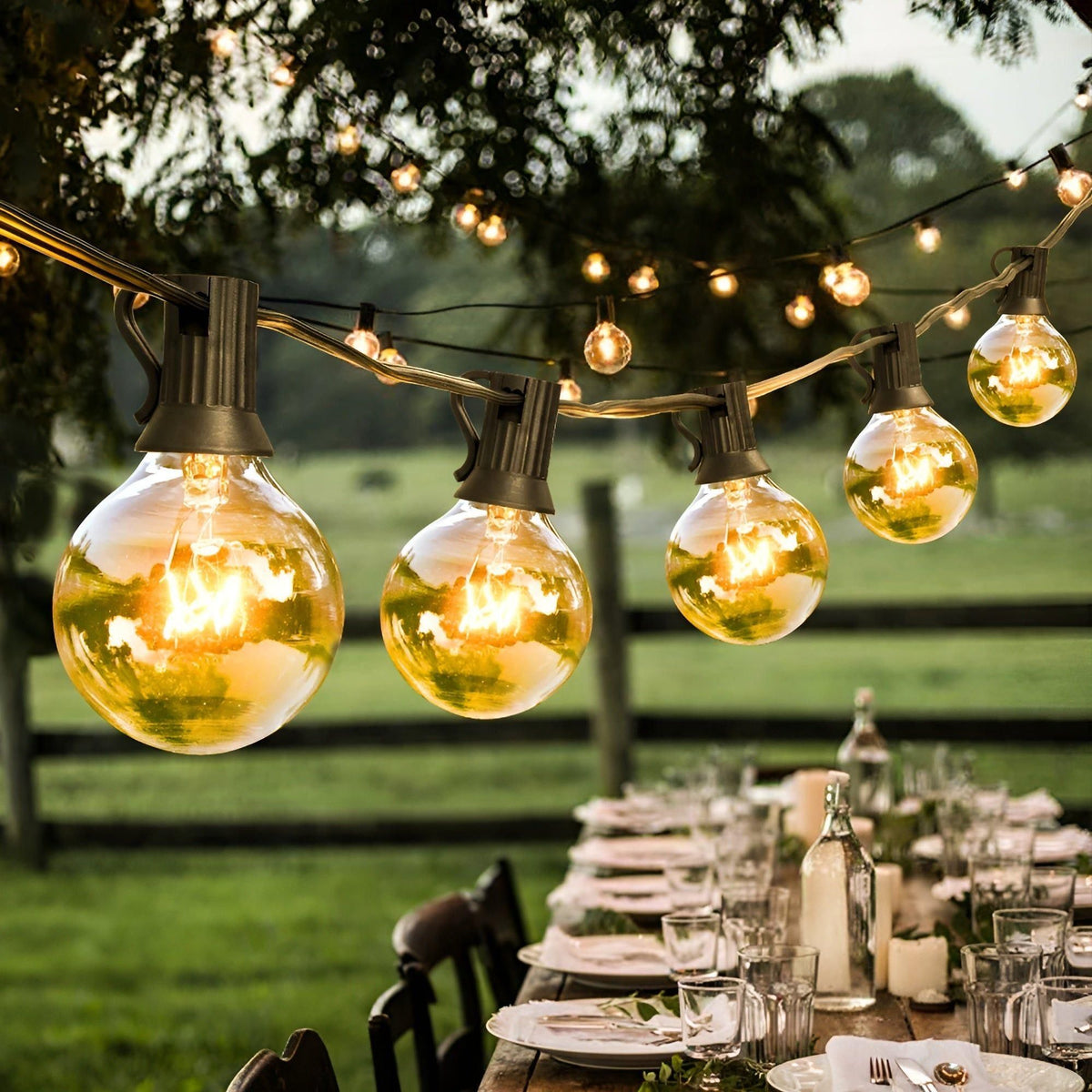 Outdoor Christmas Lights with Warm White Globe Bulbs | Garden, Patio and Party String Lighting | 15 or 30 Meter