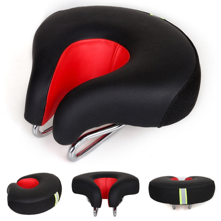 Nose-Free Bicycle Saddle in Red with Extra Thick Padding | Reflective Strip at the Back | Shock-Damping Bike Accessories