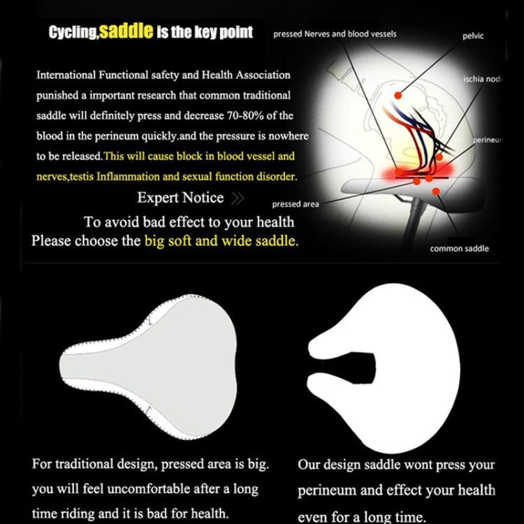Noseless Bicycle Saddle with Thick Soft Padding | Sprung Steel Rails Absorb Vertical Shock | Black Bike Accessories