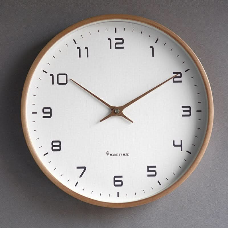 Scandinavian Solid Wood Wall Clock 25x25 & 30x30 cm | Brown or Cream | Silent Sweep Movement for Modern Home Decor