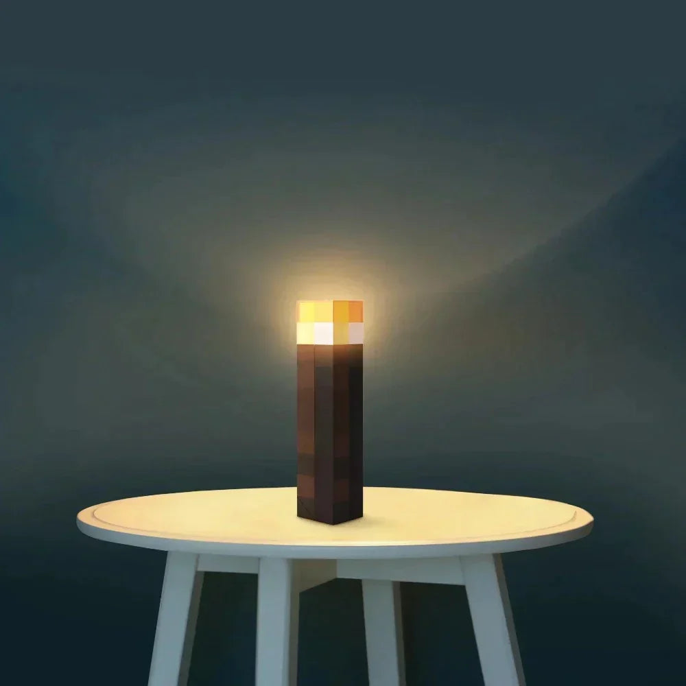 Pixel Torch LED Night Light for a Gamer Bedroom or Shelf | USB Rechargeable with a Soft Warm Glow | Wall Mounted or Standing