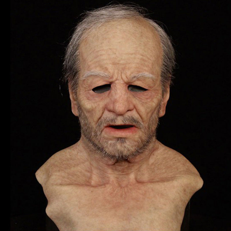 Realistic bearded natural latex full-face Halloween mask, style 15