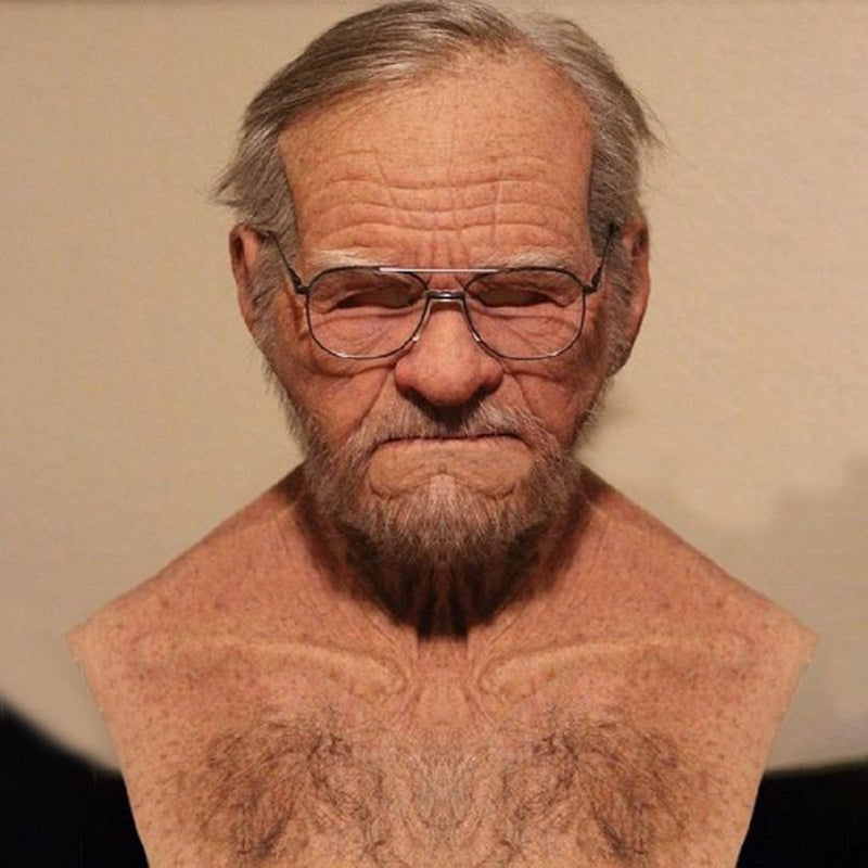 Realistic bearded natural latex full-face Halloween mask, style 16