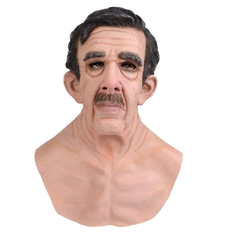 Realistic bearded natural latex full-face Halloween mask, style 30